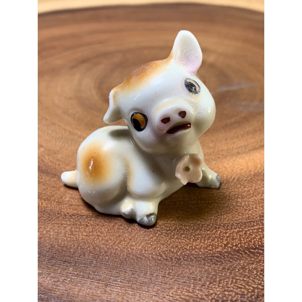 Vintage Japan Ceramic Pig Figurine with Bow